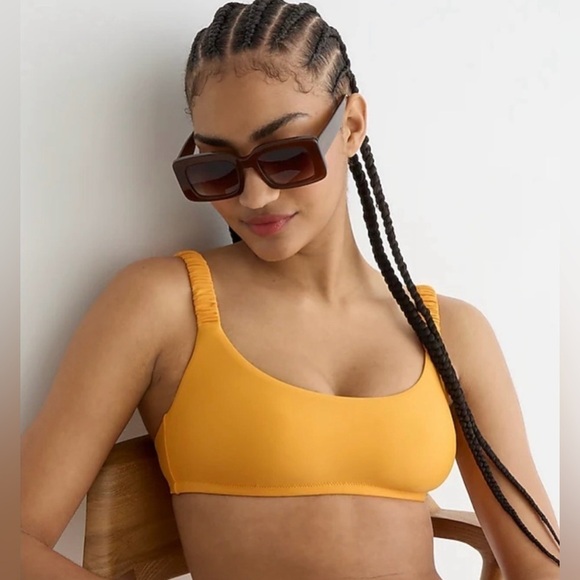 J.Crew Orange Scrunchie-Strap Squareneck Bikini Top with Removable Pads, Size XL - Picture 1 of 15